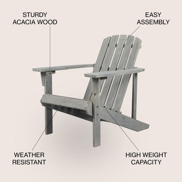 Westport Outdoor Patio Traditional Acacia Wood Adirondack Chair - JONATHAN Y
